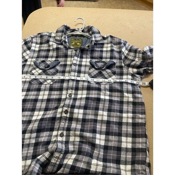 Anchorage Mens Black White Plaid Button Up Long Sleeve Flannel Shirt Top XL - Picture 9 of 12